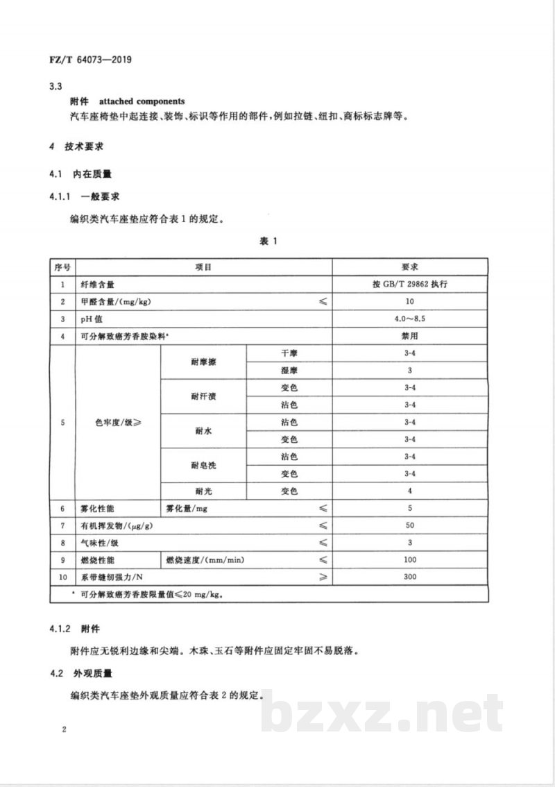 FZ/T 64073-2019编织类汽车座垫 FZ/T 64073-2019编织类汽车座垫