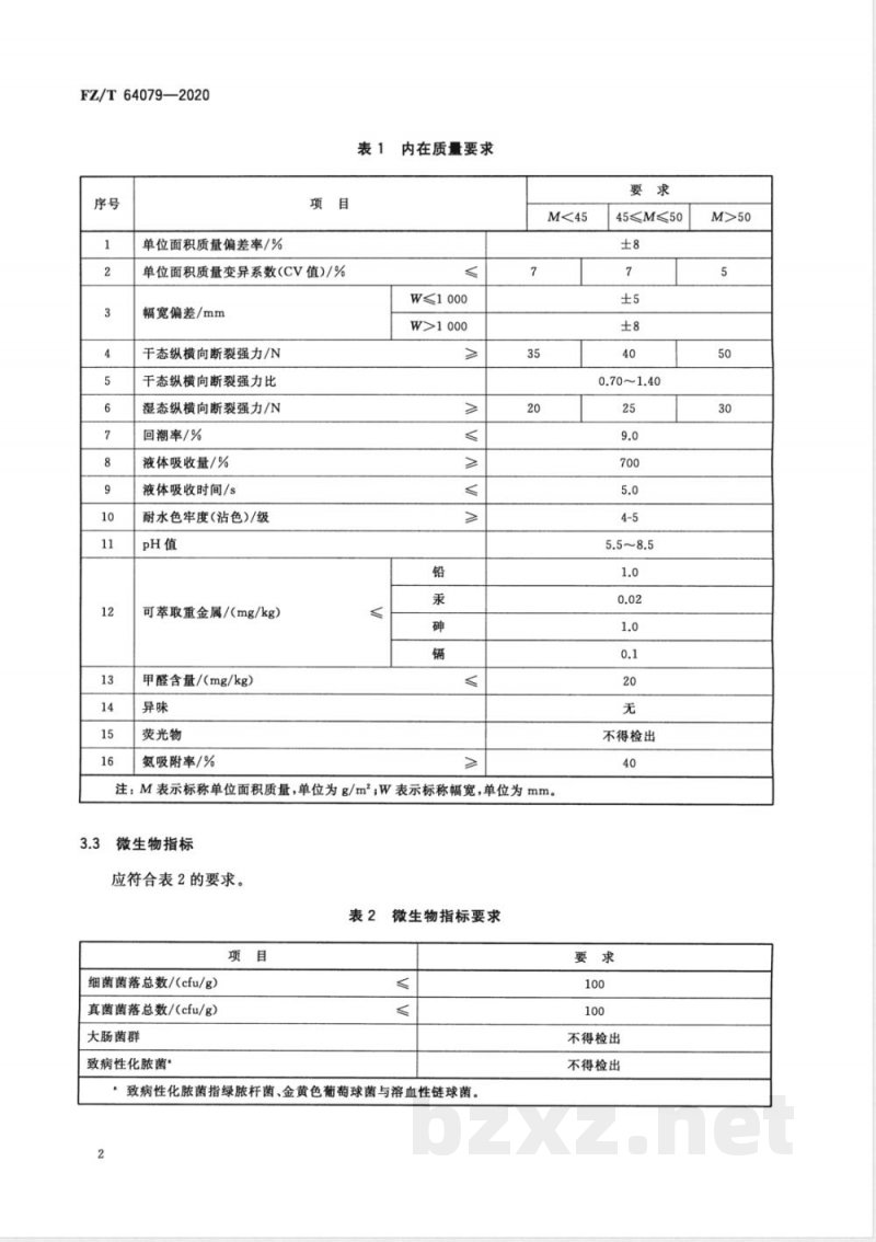 FZ/T 64079-2020面膜用竹炭粘胶纤维非织造布 FZ/T 64079-2020面膜用竹炭粘胶纤维非织造布