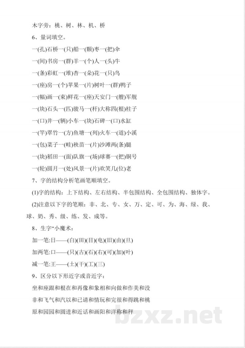 人教版一年级下册语文偏旁造字识字知识点总结