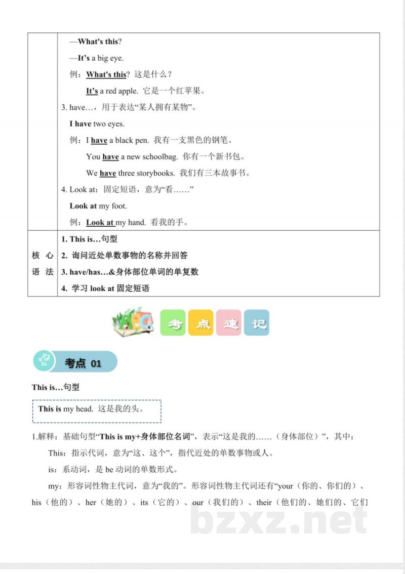 Unit 3 Parts of the body(知识清单)英语鲁科版五四制三起三年级上册2025 Unit 3 Parts of the body(知识清单)英语鲁科版五四制三起三年级上册2025