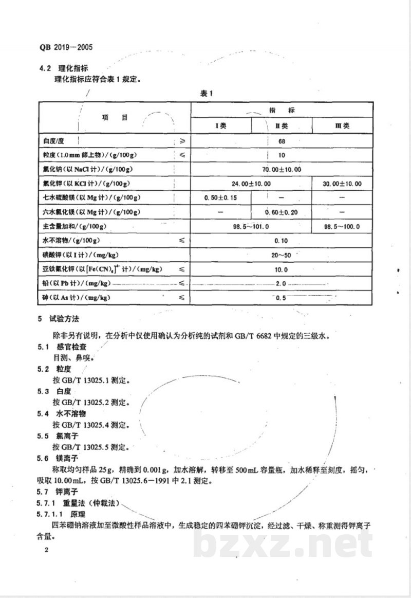 QB/T 2019-2005低钠盐 