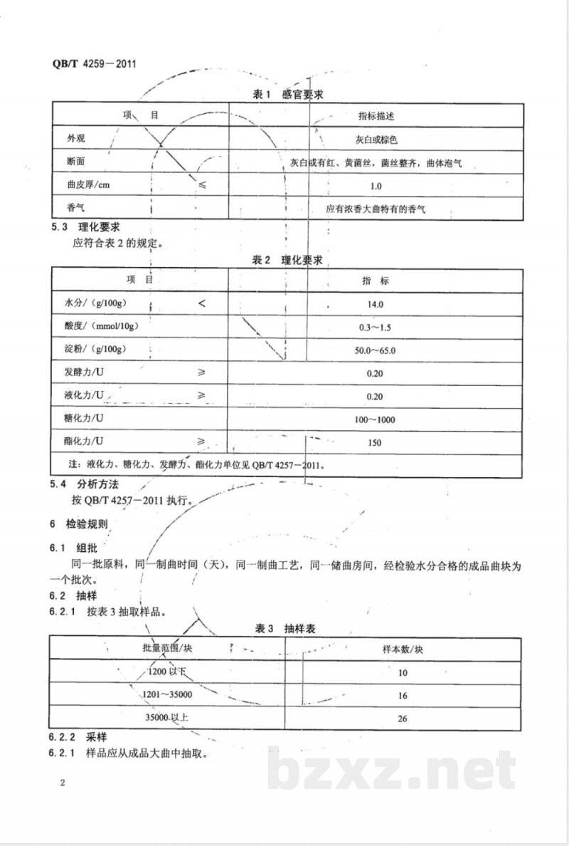 QB/T 4259-2011浓香大曲 