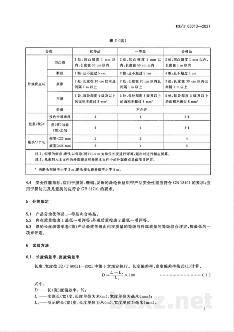 FZ/T 63013-2021涤纶长丝织带 