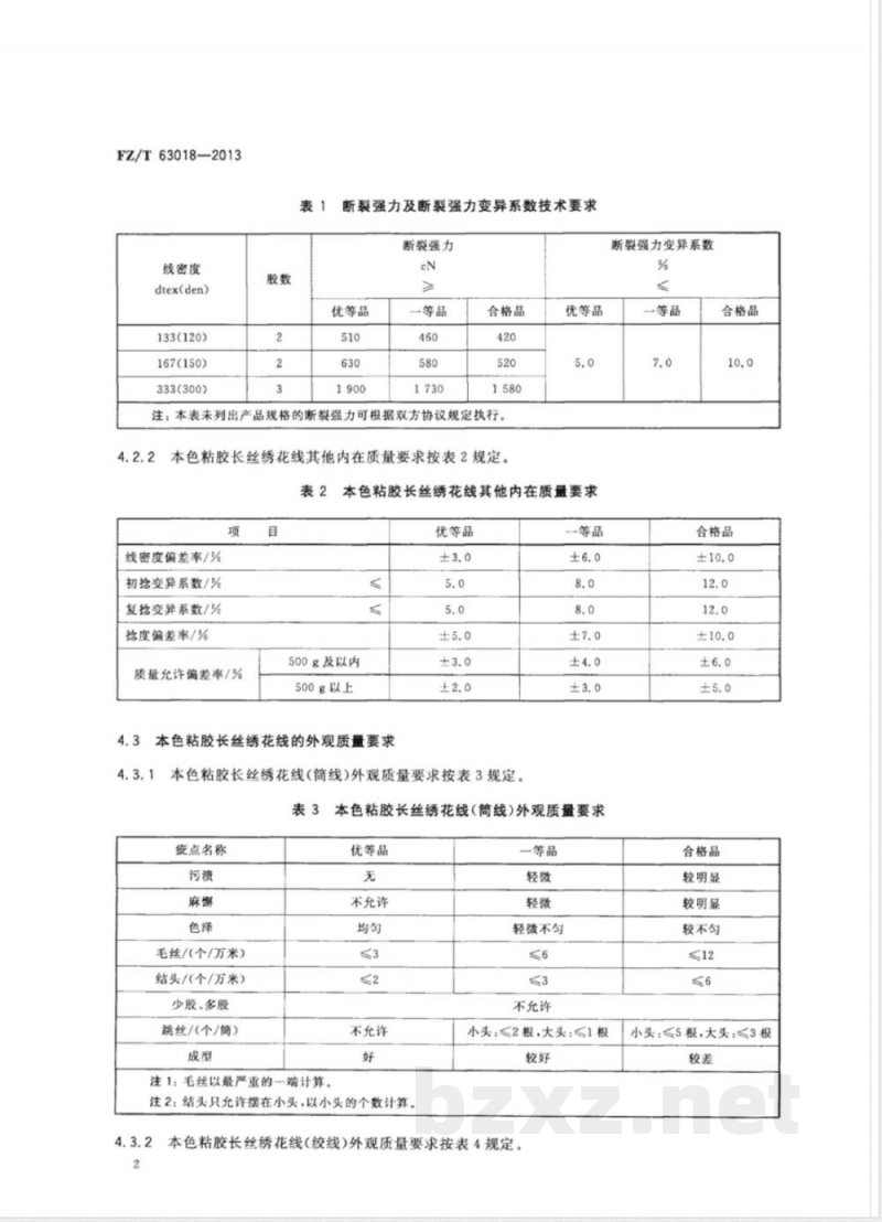 FZ/T 63018-2013本色粘胶长丝绣花线 