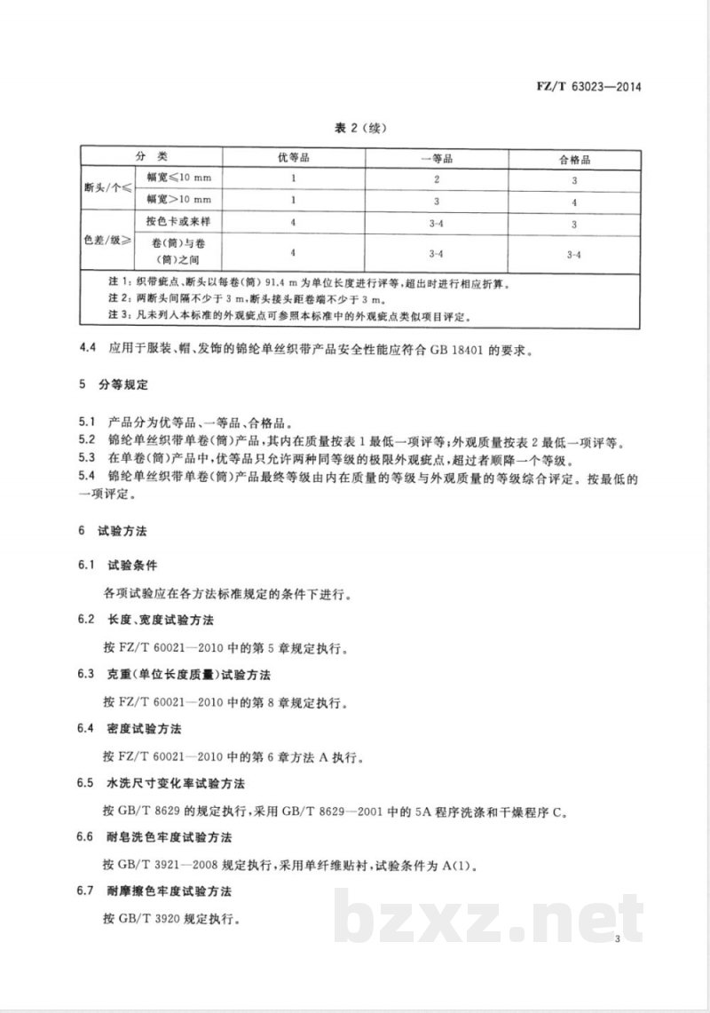 FZ/T 63023-2014锦纶单丝织带 