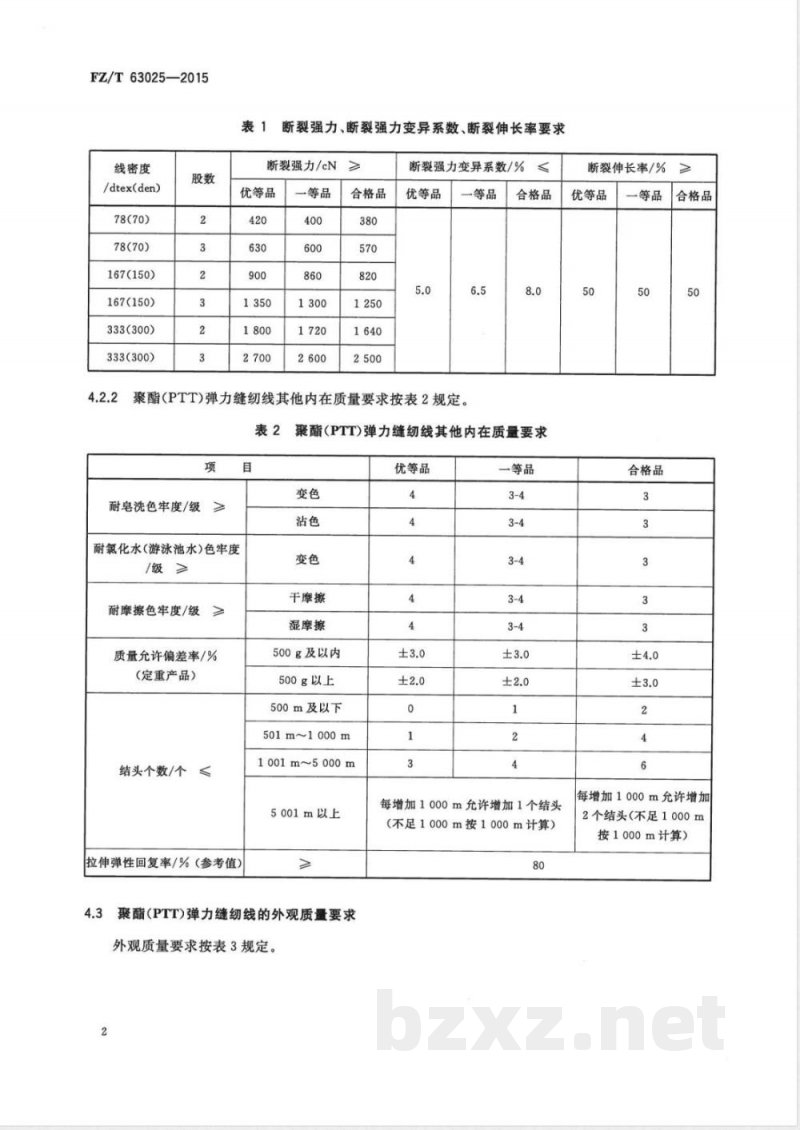 FZ/T 63025-2015聚酯(PTT)弹力缝纫线 FZ/T 63025-2015聚酯(PTT)弹力缝纫线