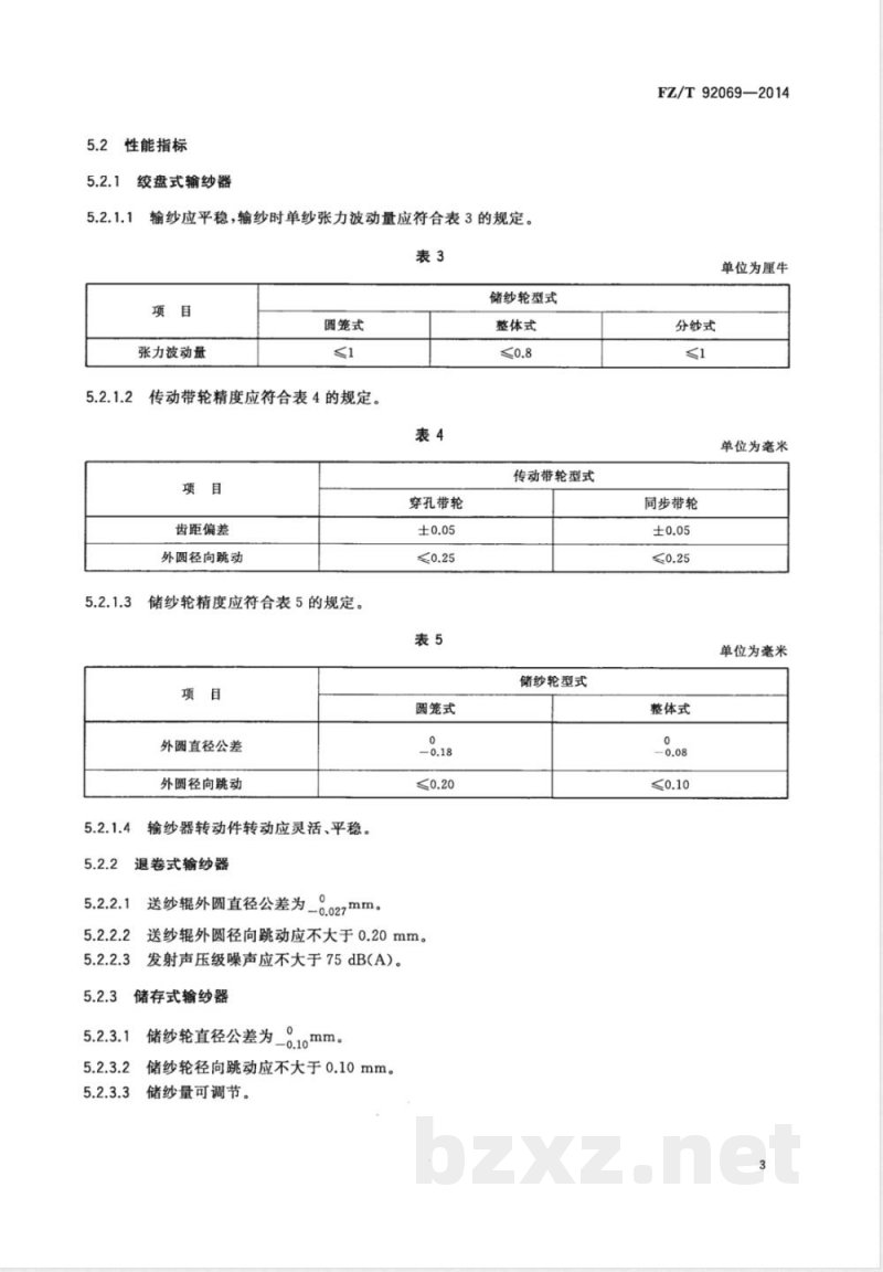 FZ/T 92069-2014纬编机用输纱器 