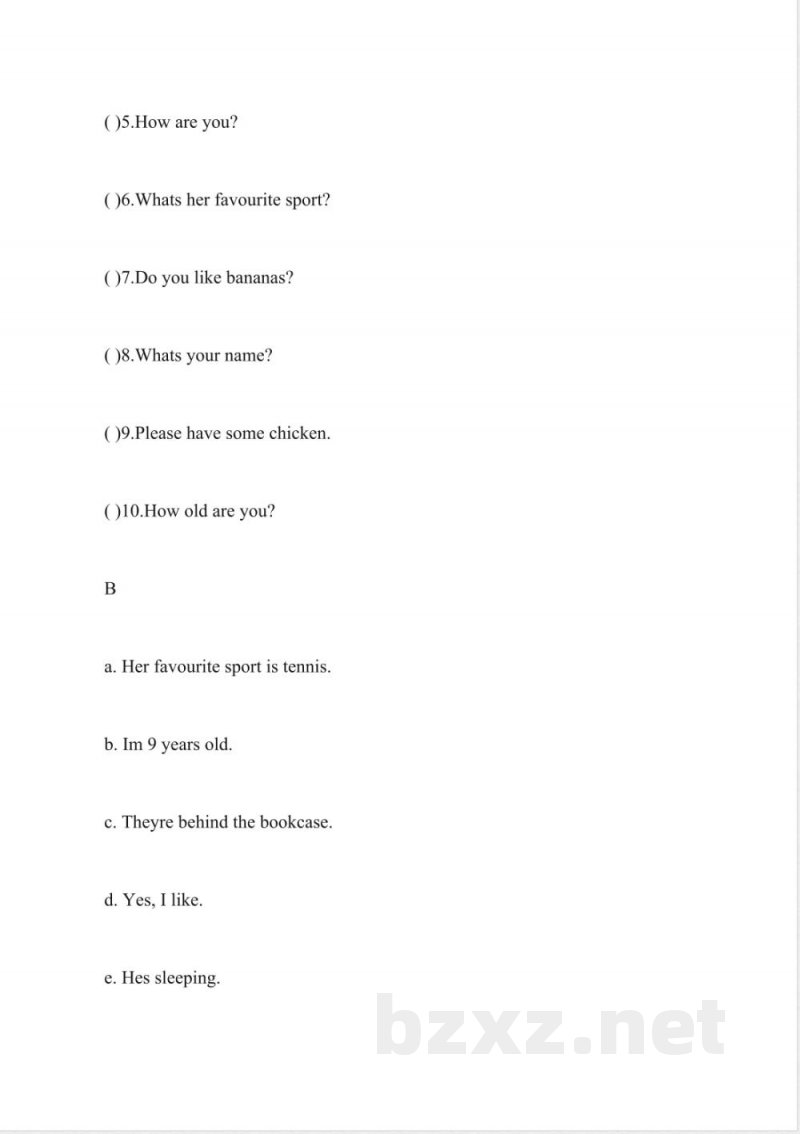 小学英语一年级下册同步练习 小学英语一年级下册同步练习