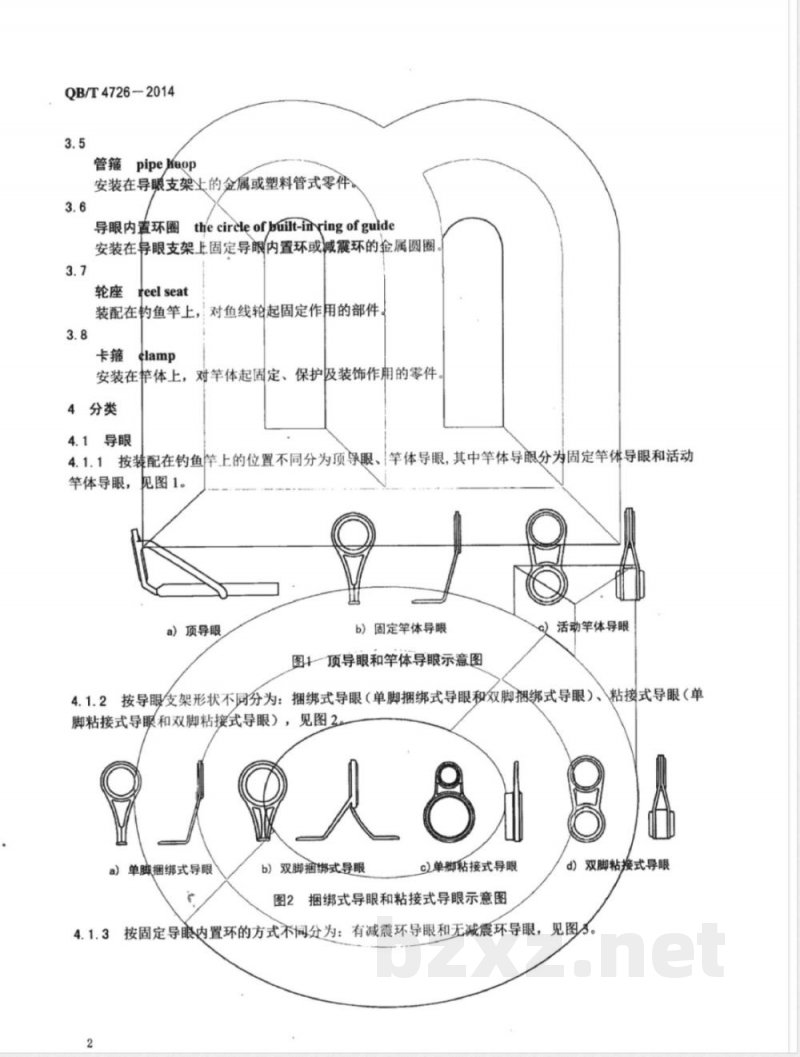 QB/T 4726-2014钓鱼竿配件 导眼 轮座 卡箍 QB/T 4726-2014钓鱼竿配件 导眼 轮座 卡箍