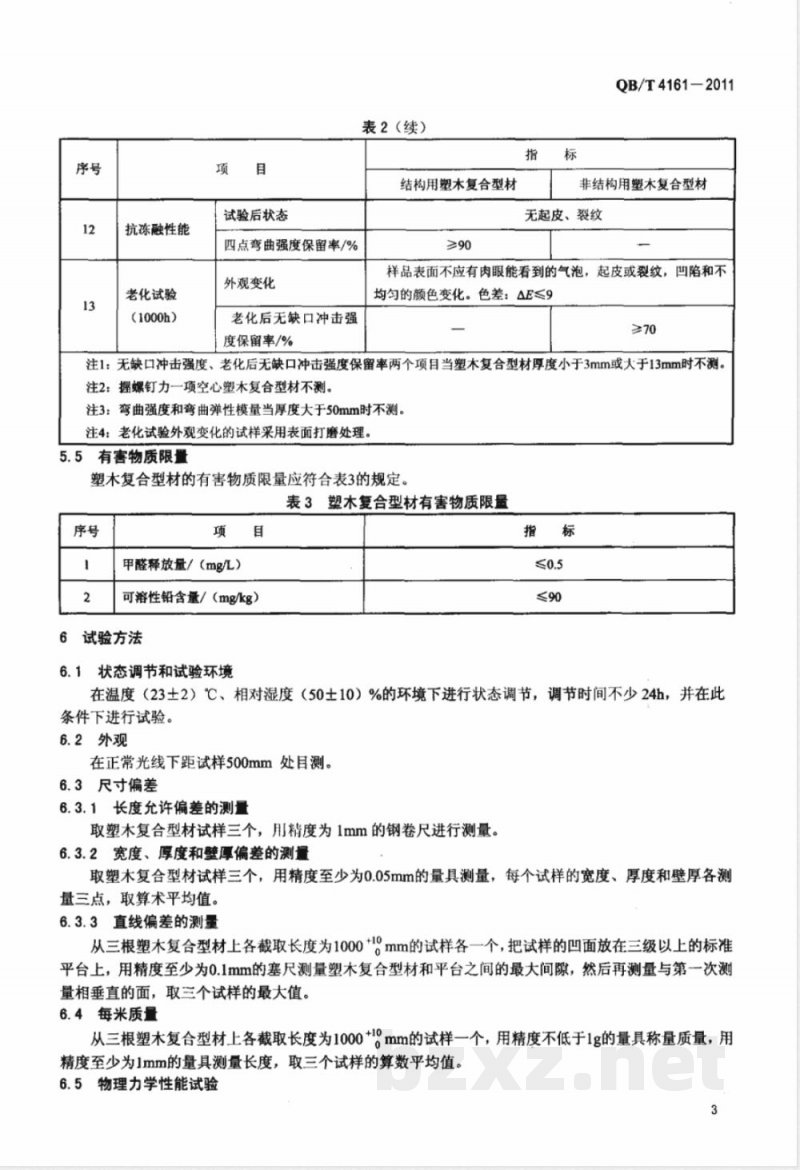 QB/T 4161-2011园林景观用聚乙烯塑木复合型材 