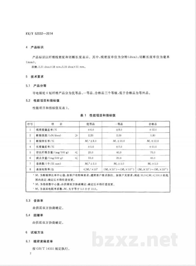 FZ/T 52032-2014导电锦纶短纤维 FZ/T 52032-2014导电锦纶短纤维