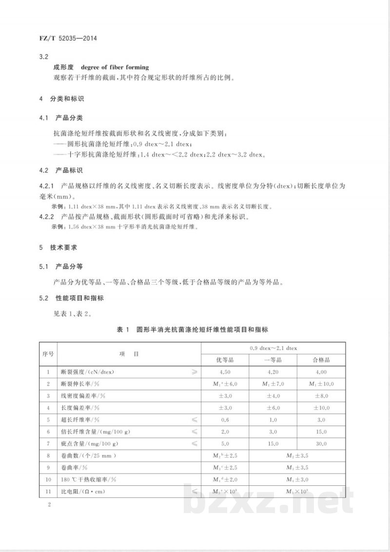 FZ/T 52035-2014抗菌涤纶短纤维 FZ/T 52035-2014抗菌涤纶短纤维