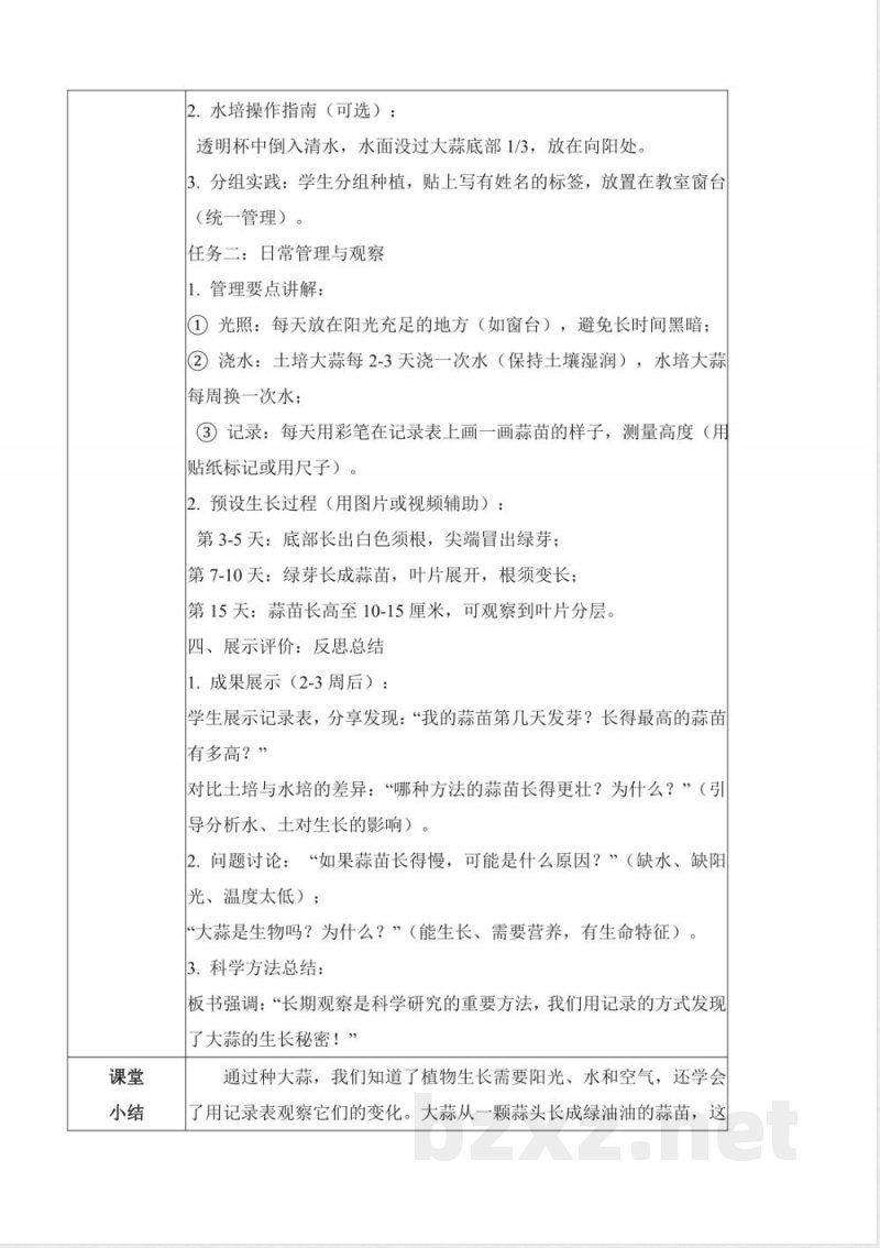 1.5 种大蒜（教学设计）科学青岛版二年级上册（新教材）