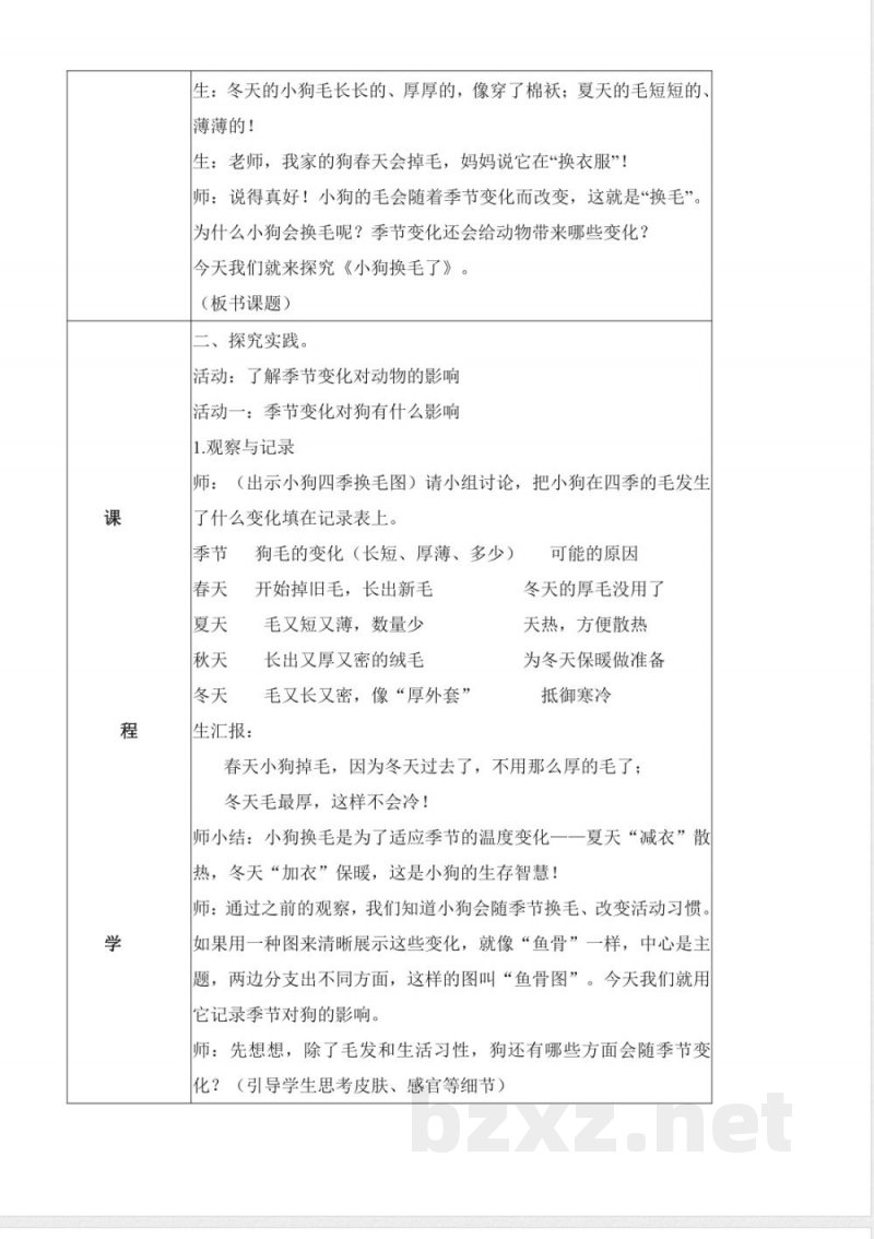 2.8 小狗换毛了(教学设计)科学青岛版二年级上册(新教材) 2.8 小狗换毛了(教学设计)科学青岛版二年级上册(新教材)