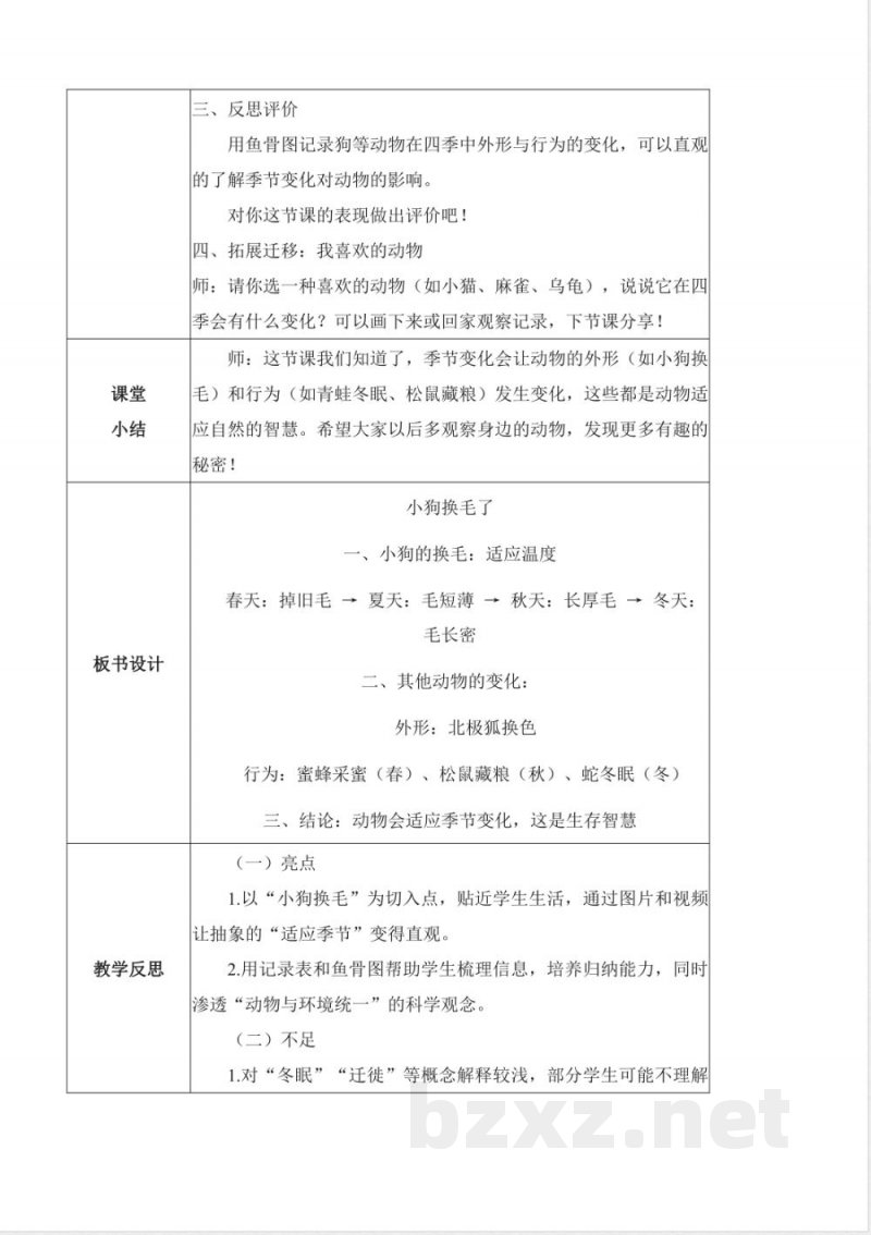 2.8 小狗换毛了(教学设计)科学青岛版二年级上册(新教材) 2.8 小狗换毛了(教学设计)科学青岛版二年级上册(新教材)