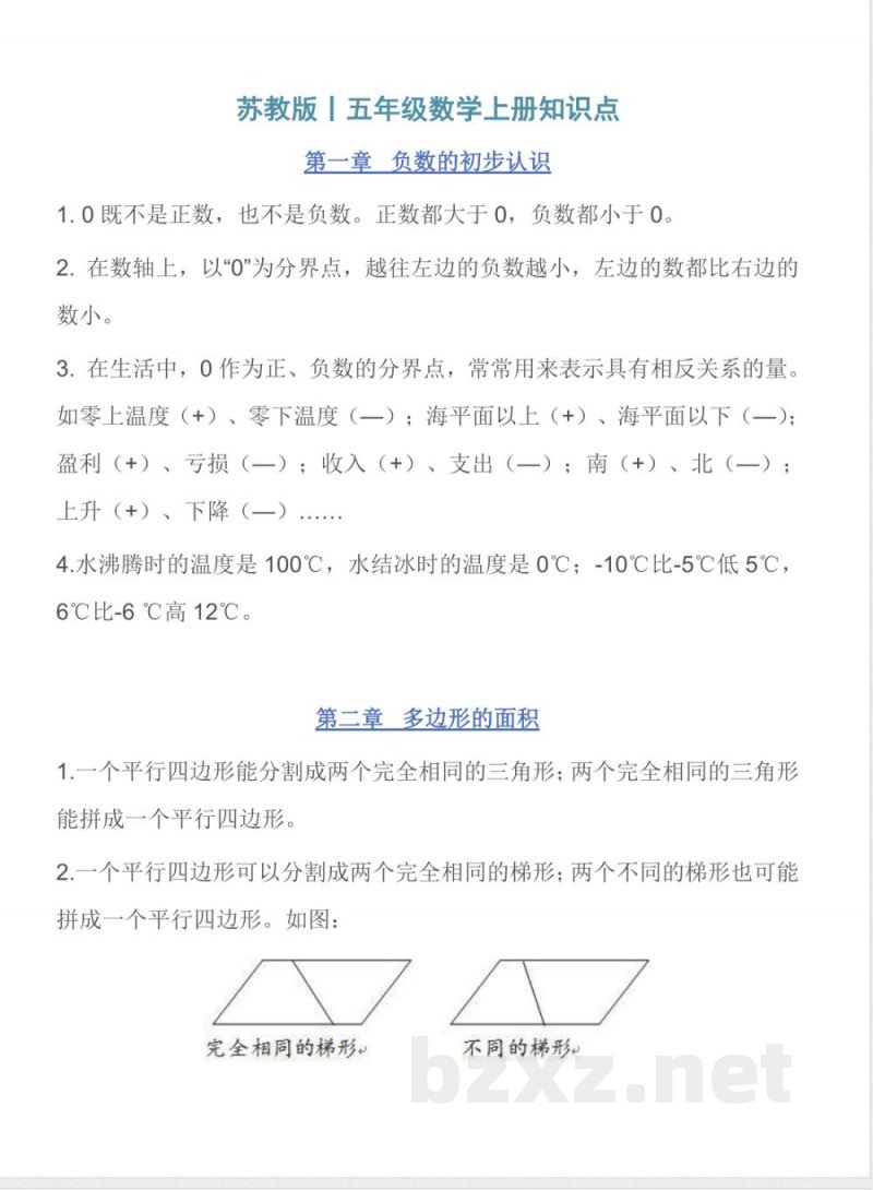 五年级上册数学苏教版知识要点汇总 五年级上册数学苏教版知识要点汇总