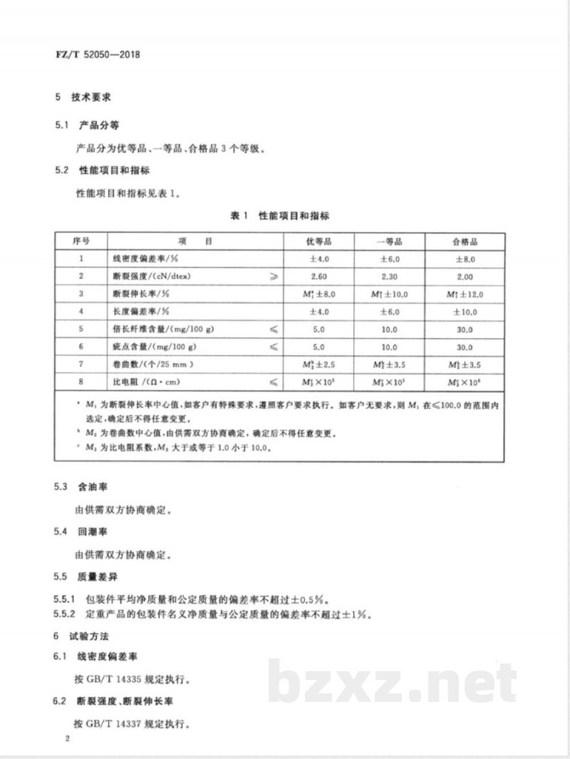 FZ/T 52050-2018导电涤纶短纤维 
