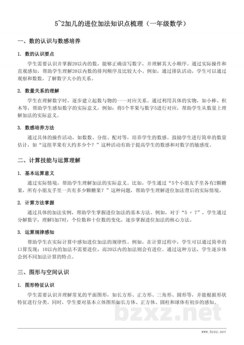 5~2加几的进位加法知识点梳理（苏教版一年级上册）