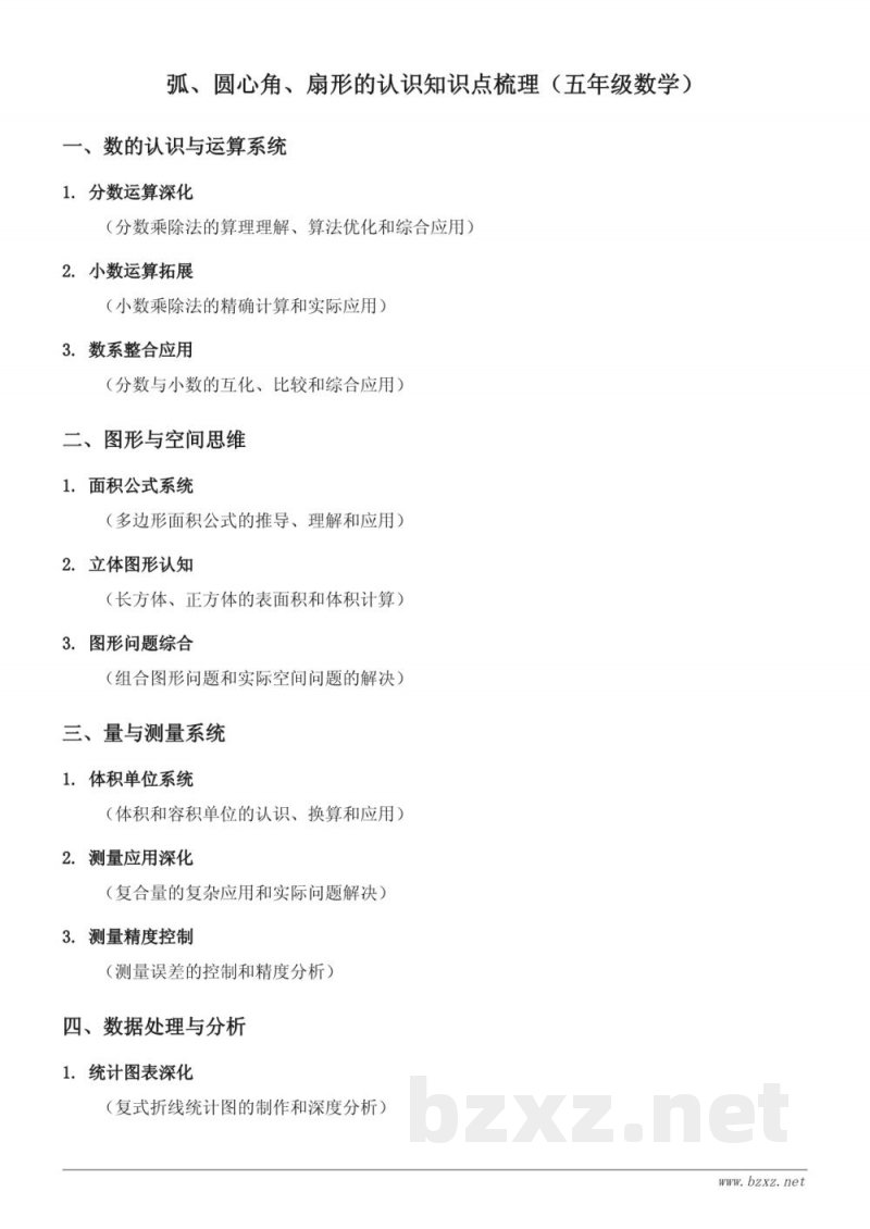 五年级下册苏教版数学：弧、圆心角、扇形的认识知识点梳理