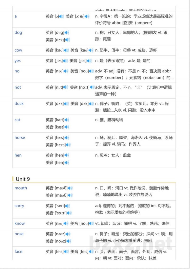 湘少版三年级起点小学英语三年级上(英语单词表) 湘少版三年级起点小学英语三年级上(英语单词表)