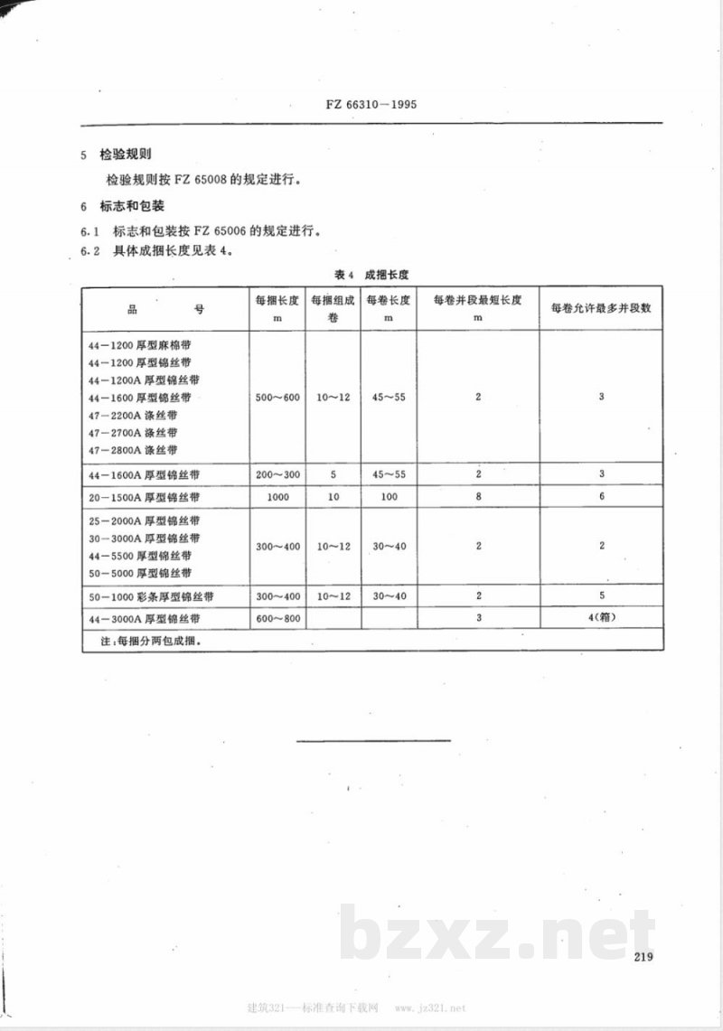 FZ/T 66310-1995特种工业用厚型带 