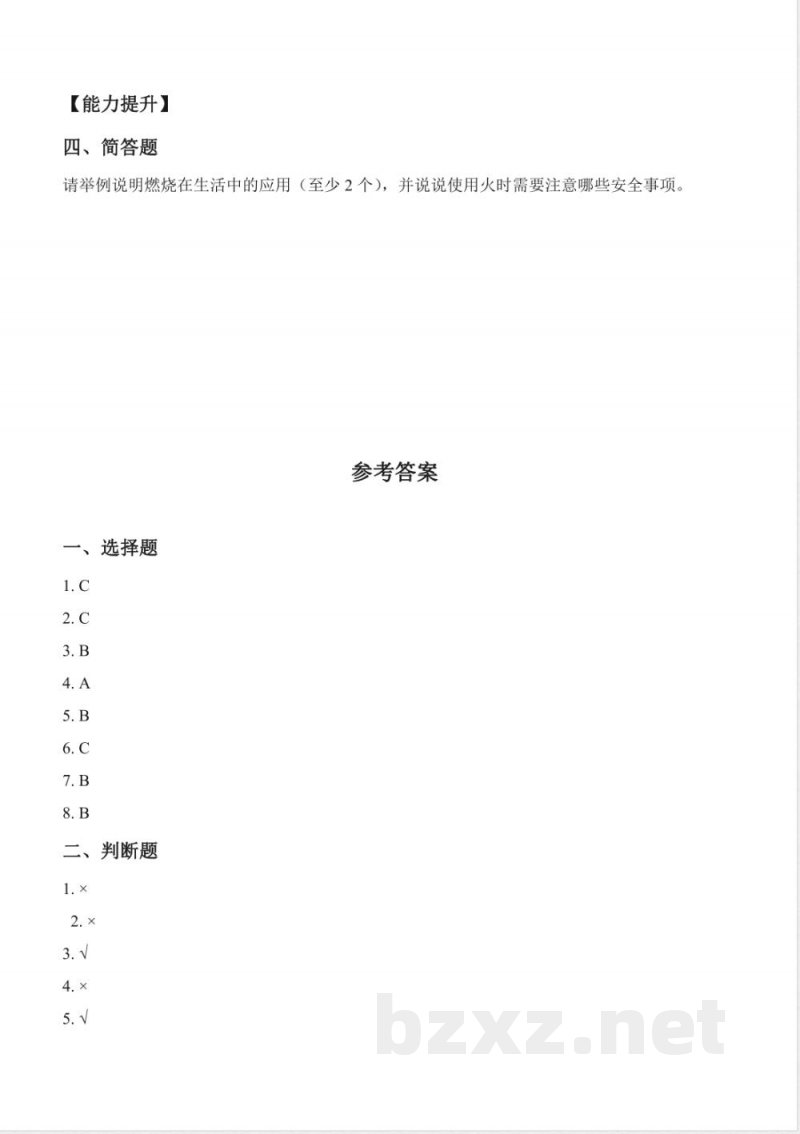 4.1 燃烧（分层作业）科学湘科版五年级上册