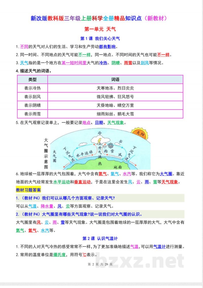 新改版教科版三年级上册科学全册精编知识点（新版）
