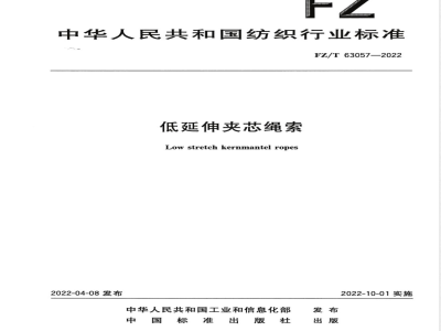 FZ/T 63057-2022低延伸夹芯绳索 