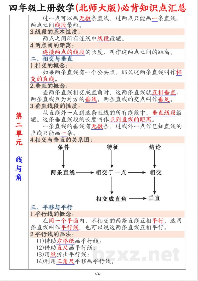 四年级上册数学北师版知识点汇总 四年级上册数学北师版知识点汇总