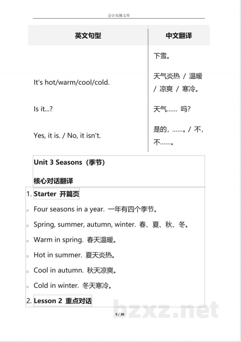知识总结-人教版二年级下册英语各单元课文翻译 知识总结-人教版二年级下册英语各单元课文翻译