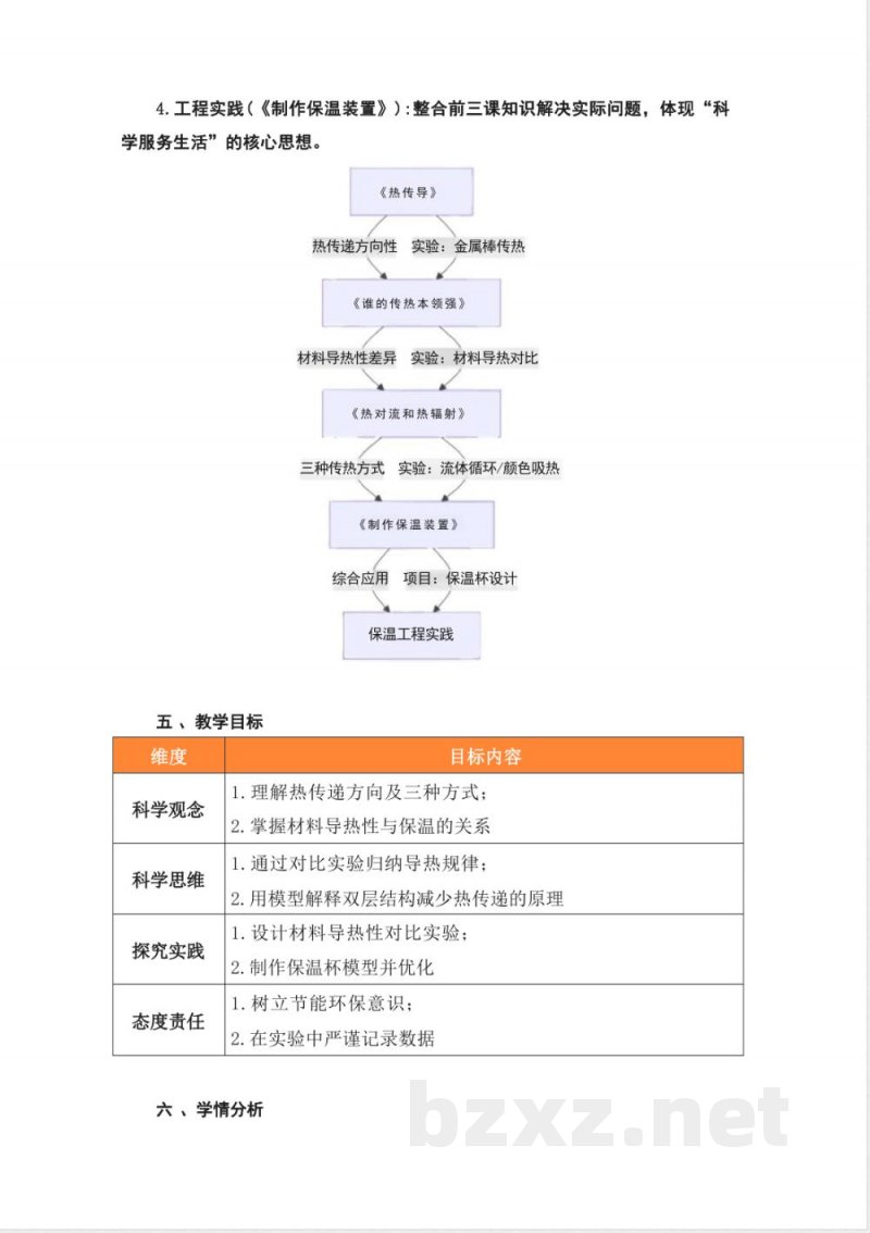 湘科版科学五年级上册第五单元《热的传递》大单元整体教学设计 湘科版科学五年级上册第五单元《热的传递》大单元整体教学设计