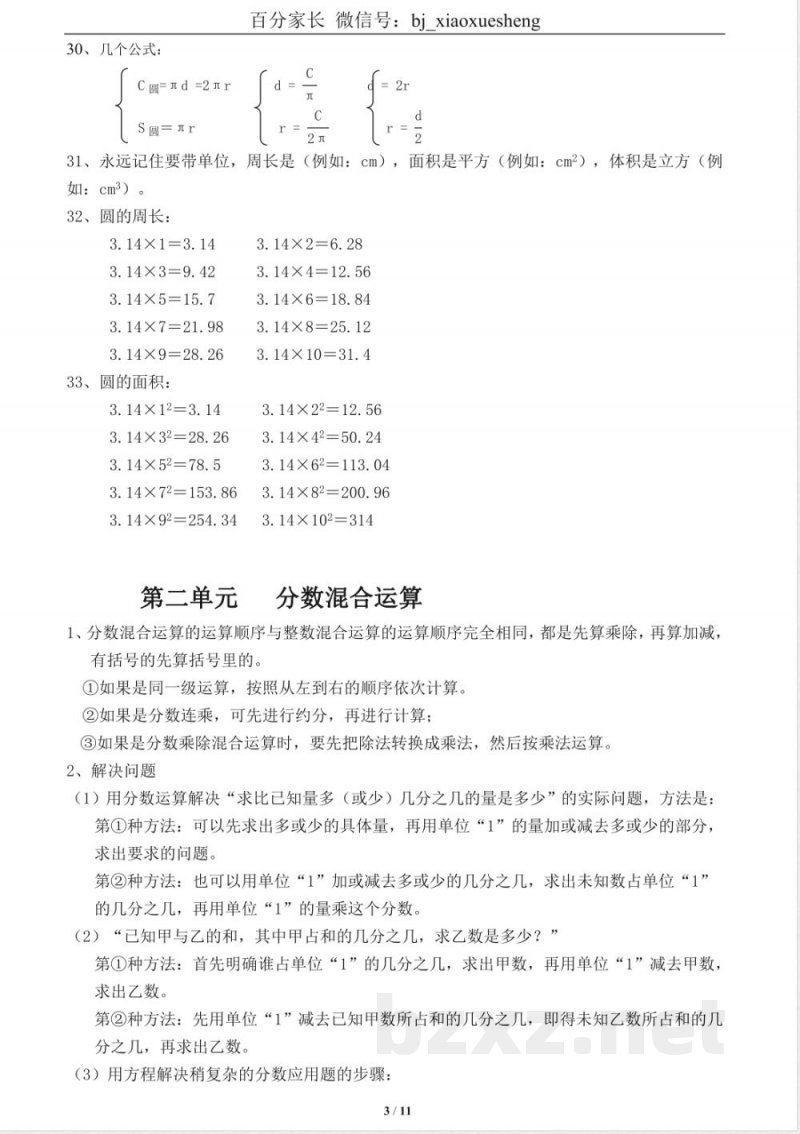 小学数学知识点-北师大版六年级数学上册知识点 小学数学知识点-北师大版六年级数学上册知识点