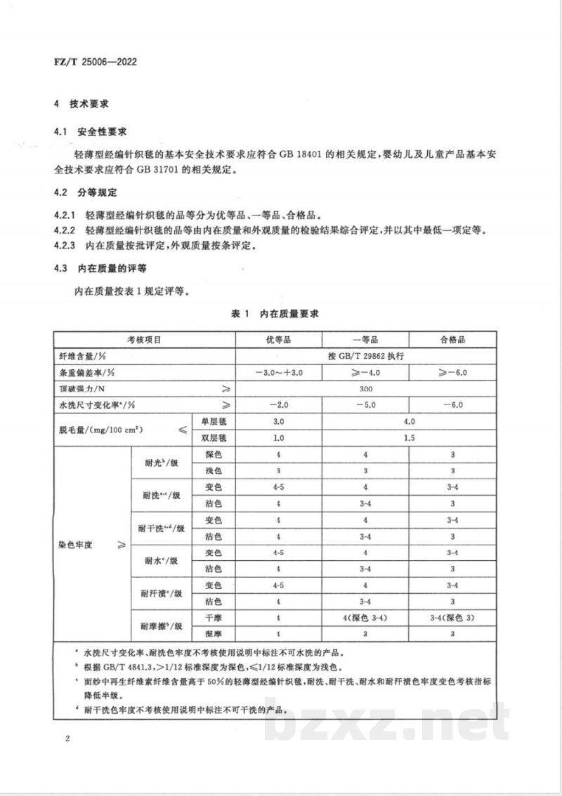 FZ/T 25006-2022轻薄型经编针织毯 