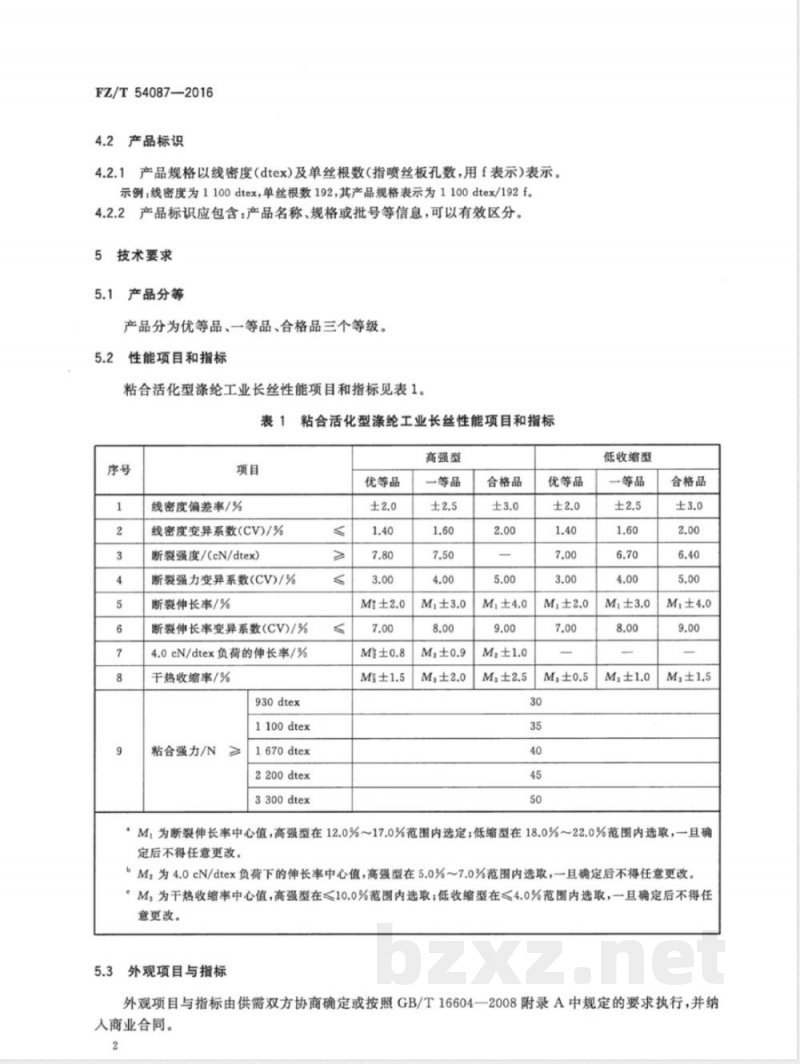 FZ/T 54087-2016粘合活化型涤纶工业长丝 