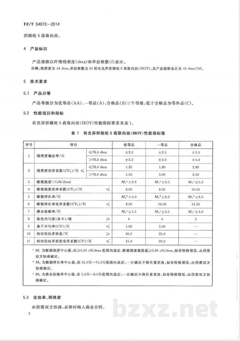 FZ/T 54072-2014有光异形锦纶6高取向丝 FZ/T 54072-2014有光异形锦纶6高取向丝