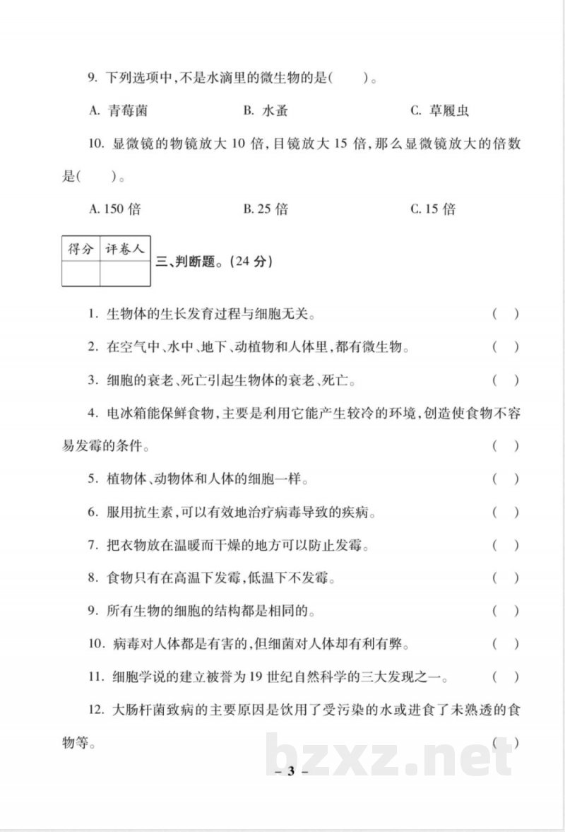 苏教版(25秋)小学六年级上册科学单元测试卷全册 苏教版(25秋)小学六年级上册科学单元测试卷全册