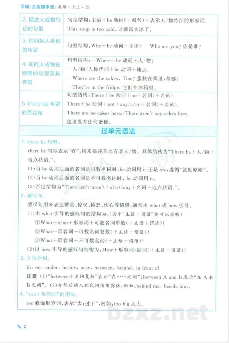 五年级上册英语单元知识清单