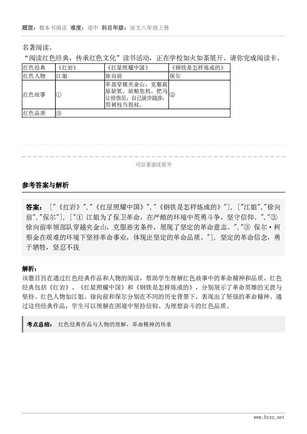名著阅读。“阅读红色经典,传承红色文化”读书活动,正在学校如火如荼展开。请你完成阅读卡。 红色经典 《红岩》 ... 名著阅读。“阅读红色经典,传承红色文化”读书活动,正在学校如火如荼展开。请你完成阅读卡。 红色经典 《红岩》 ...