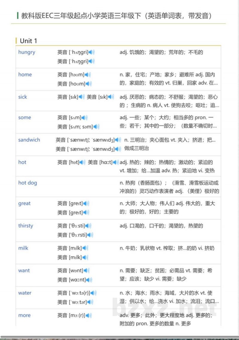 教科版EEC三年级起点小学英语三年级下(英语单词表) 教科版EEC三年级起点小学英语三年级下(英语单词表)