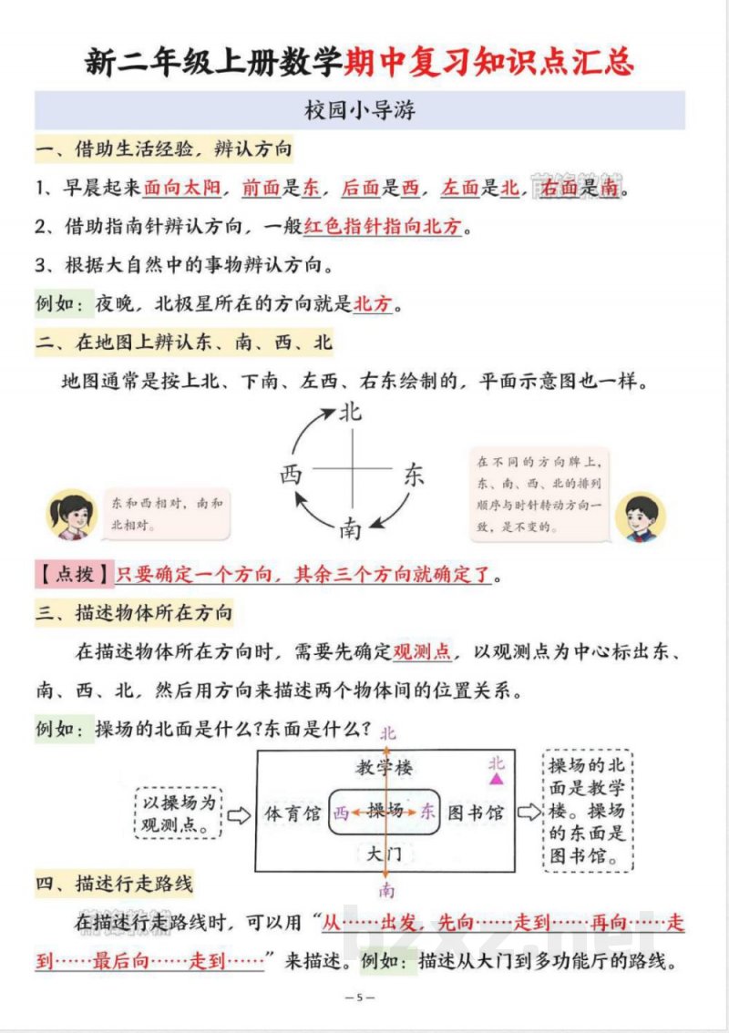 新二年级上册数学期中复习知识 新二年级上册数学期中复习知识