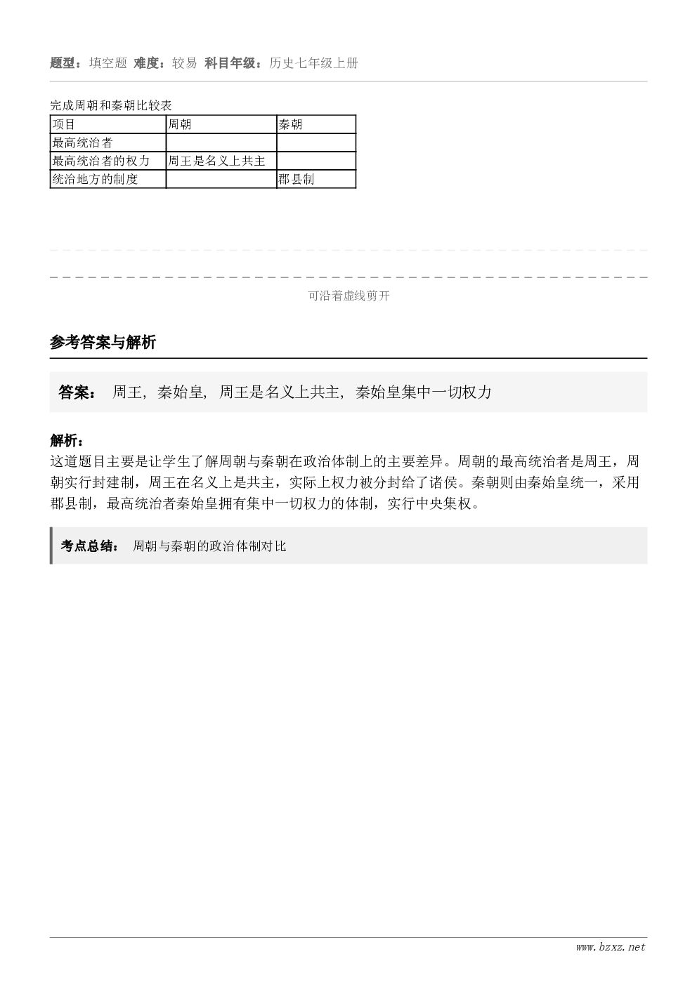 完成周朝和秦朝比较表项目周朝秦朝最高统治者最高统治者的权力周王是名义上共主统治地方的制度郡县制 完成周朝和秦朝比较表项目周朝秦朝最高统治者最高统治者的权力周王是名义上共主统治地方的制度郡县制