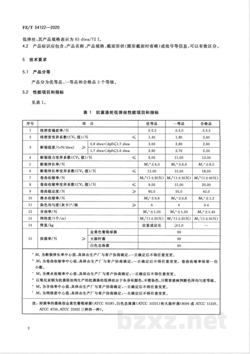 FZ/T 54122-2020抗菌涤纶低弹丝 FZ/T 54122-2020抗菌涤纶低弹丝
