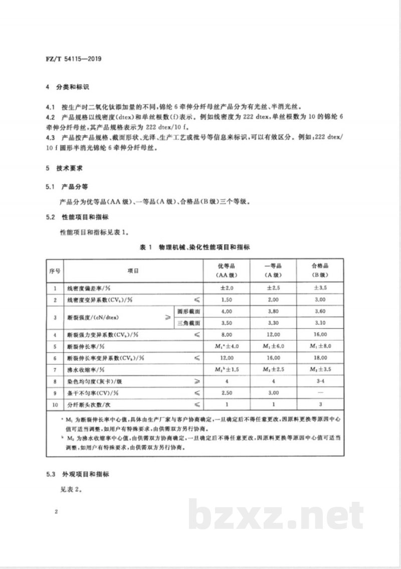 FZ/T 54115-2019锦纶6牵伸分纤母丝 