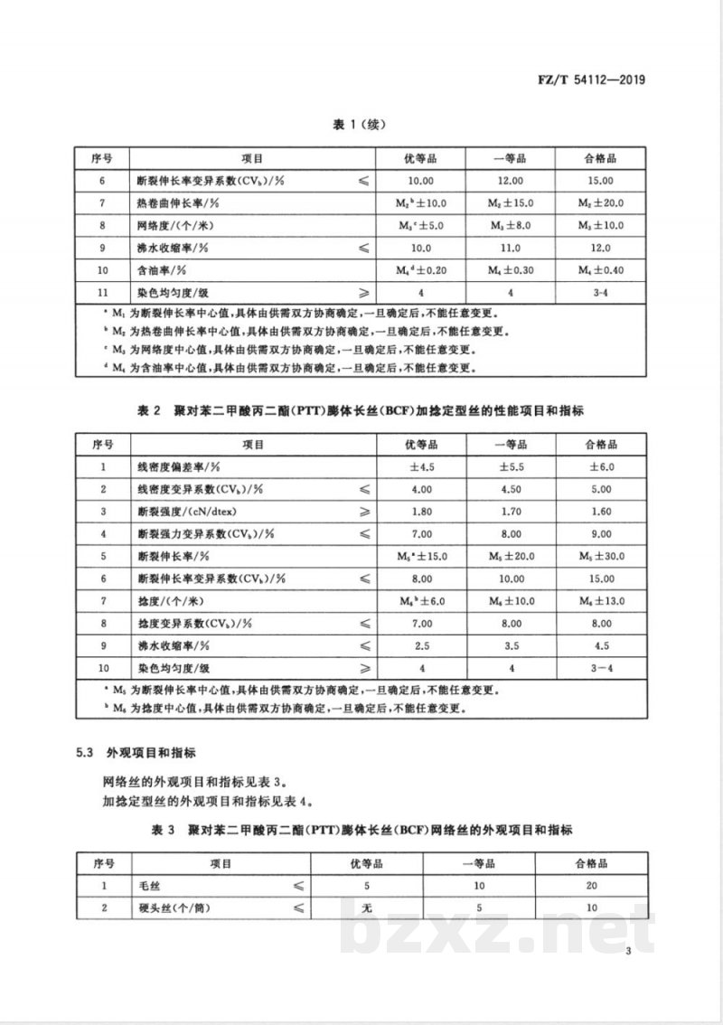 FZ/T 54112-2019聚对苯二甲酸丙二酯(PTT)膨体长丝(BCF) FZ/T 54112-2019聚对苯二甲酸丙二酯(PTT)膨体长丝(BCF)