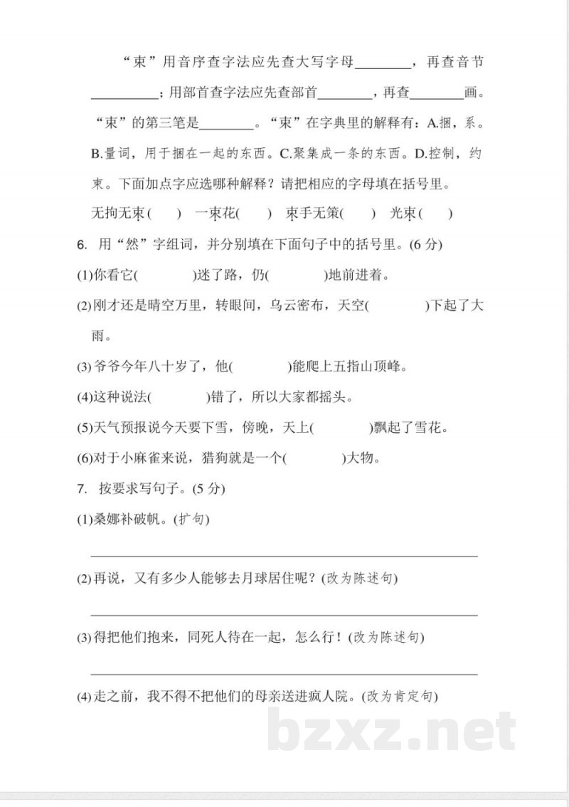 部编版语文六年级上册期中试卷—1(1)