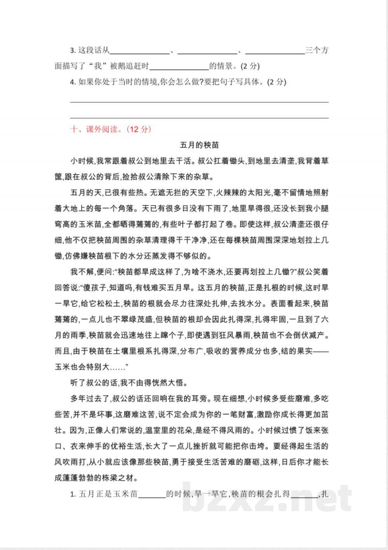 部编版四年级语文上册-第六单元提升练习 部编版四年级语文上册-第六单元提升练习