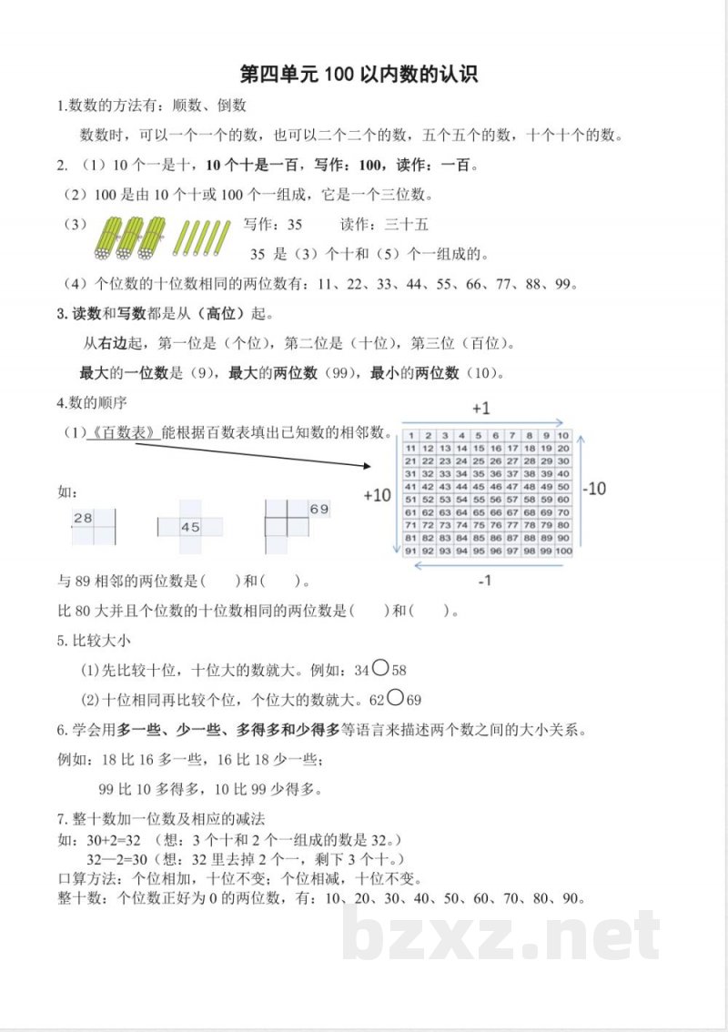部编版(最新)一年级下册数学知识点 部编版(最新)一年级下册数学知识点