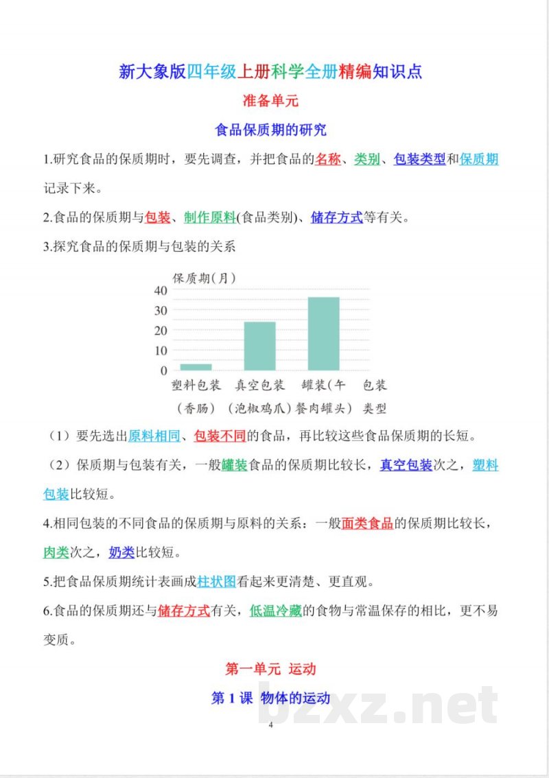 2025年新大象版四年级上册科学全册知识点 2025年新大象版四年级上册科学全册知识点