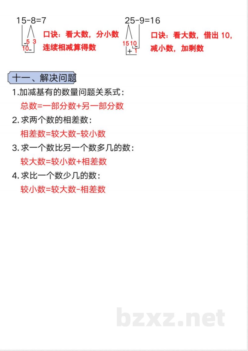 一年级上册数学必备知识点口诀 一年级上册数学必备知识点口诀