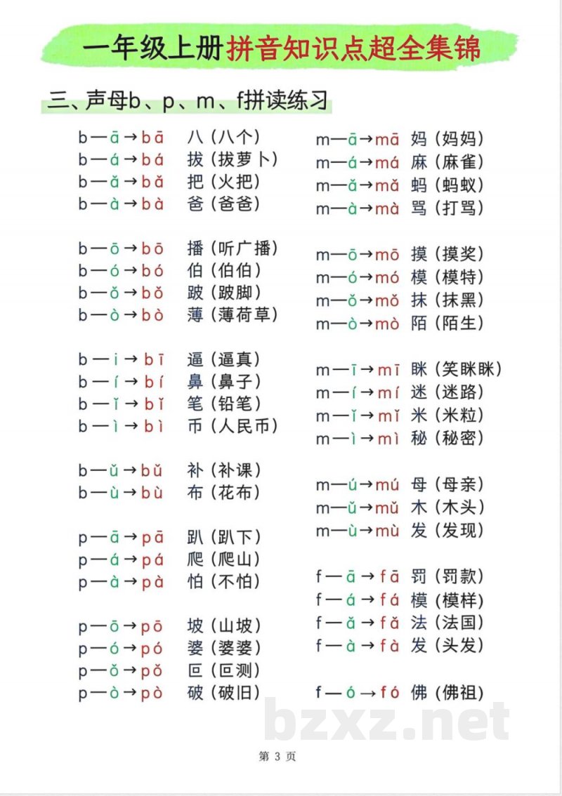 一年级上册拼音知识点超全集锦